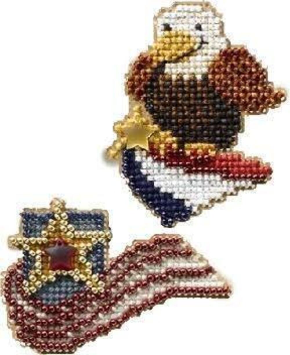 3297 2 Kit Bundle, Counted Glass Beads : American Eagle Stars
